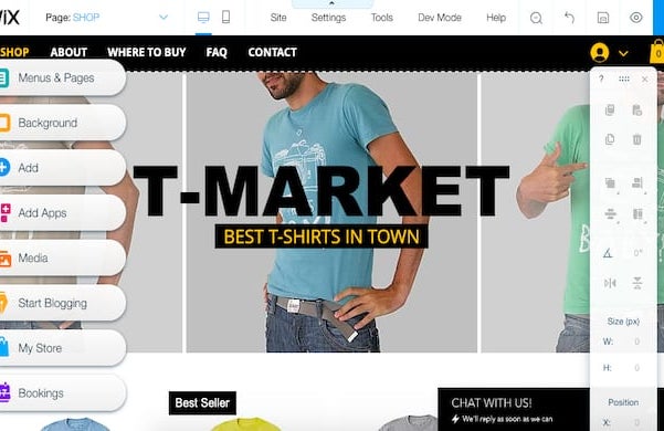 A wix tshirt ecommerce template