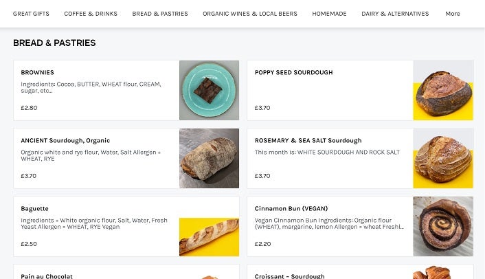 Today Bread ecommerce page