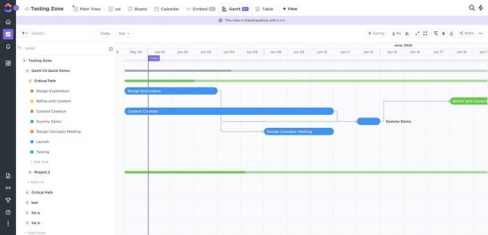 ClickUp gantt