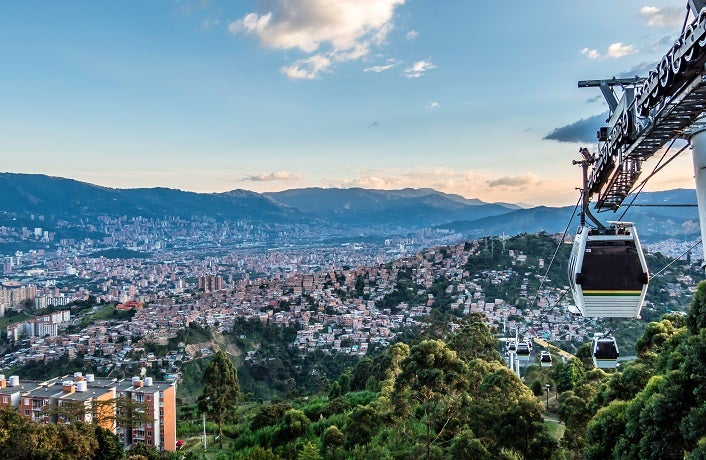 Skyline of Medellin from the Metro Cable station