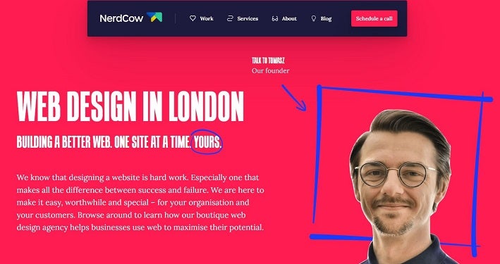 NerdCow homepage - best web design companies