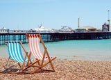 deck chairs on the beach Brigton England