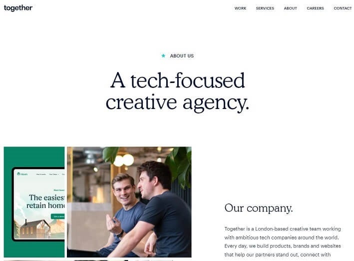 Together homepage - best web design companies