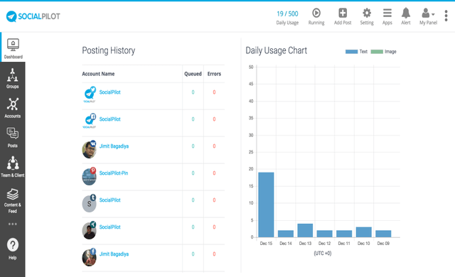 socialpilot dashboard