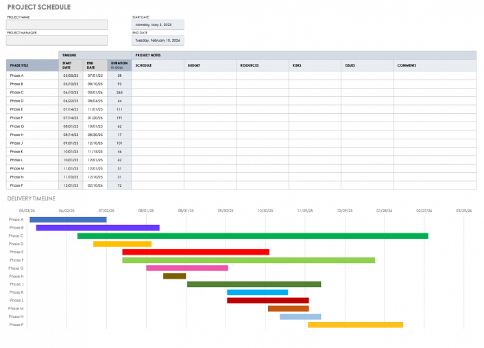 Smartsheet scheduling template