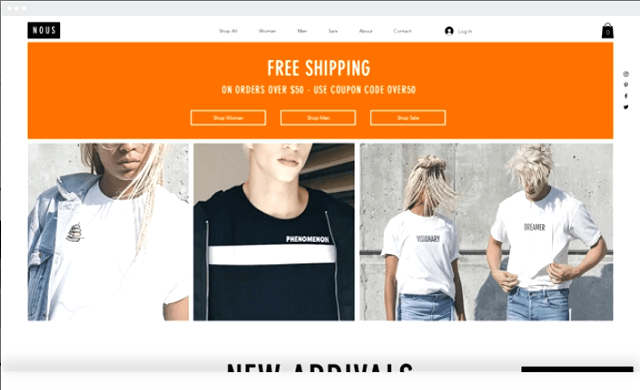 wix clothing line template